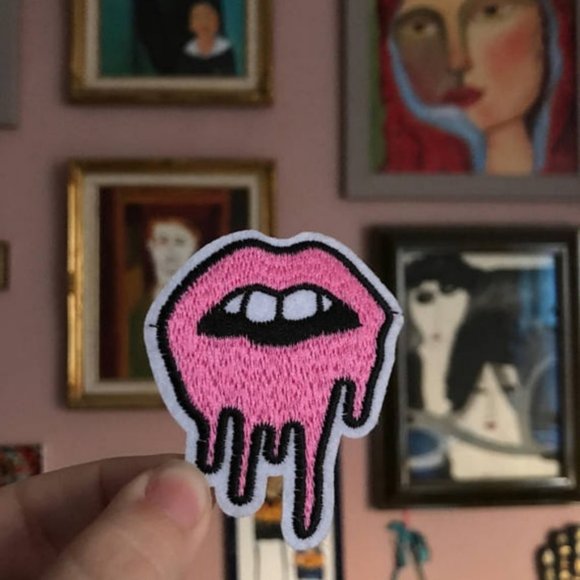 Costume Baldor Patch Lips Dripping Drooling Mouth Embroidered - Picture 1 of 4